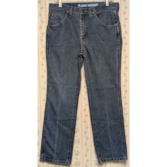 Wrangler 36 Slim Fit Jeans MENS 33x30 Cool Vantage Straight Leg Blue Denim Work - Picture 1 of 7